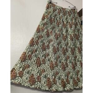 Vintage Paisley Plus Size Silky Pleated Full Skirt Artsy Goblincore Whimsigoth